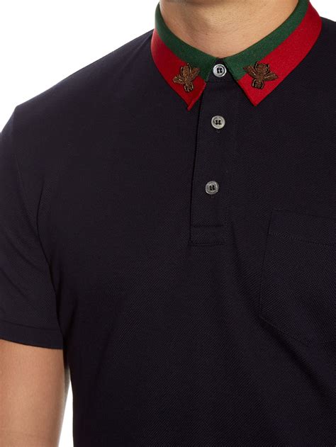 gucci bee polo|gucci bee embroidered polo shirt.